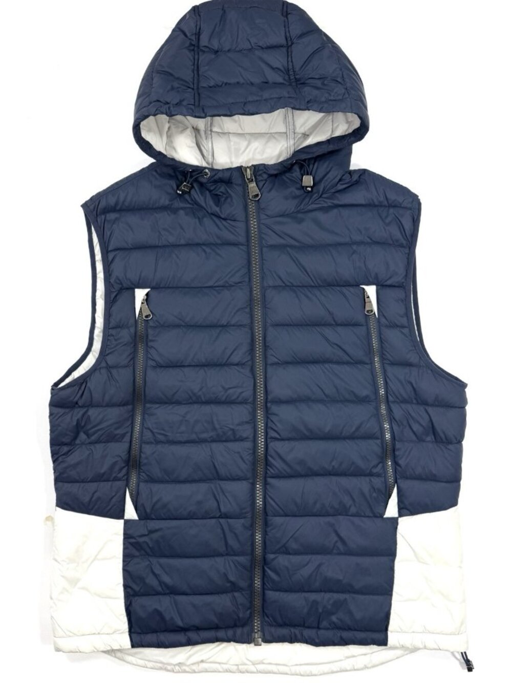 Pajar Mens Elm Puffer Vest Hooded Full Zip Jacket Sz XL Thinsulate Navy White